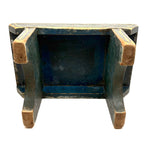 Yellow Stripes on Best Blue, Darling 19th Century American Primitive Foot Stool