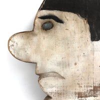 Double Sided Wooden Cutout Head with Long Nose and Fancy Button Eye