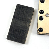 Complete Antique Double Six Set of Enamel Painted Wooden Dominoes with Spinner in Original Box