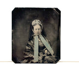 Finely Dressed Woman with Black Lace and Blue Ribbons, Ultra Sharp and Also Otherworldly Feeling Early Tintype