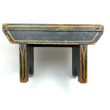 Yellow Stripes on Best Blue, Darling 19th Century American Primitive Foot Stool