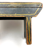 Yellow Stripes on Best Blue, Darling 19th Century American Primitive Foot Stool