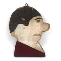 Double Sided Wooden Cutout Head with Long Nose and Fancy Button Eye