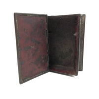 Presumed 18th Century Heavy Book Shaped Writing Box with Original Red Paint Remnants, Likely British