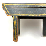 Yellow Stripes on Best Blue, Darling 19th Century American Primitive Foot Stool