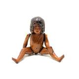 Curious Little Carved Folk Art Articulated Doll with String Tied Joints