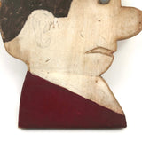 Double Sided Wooden Cutout Head with Long Nose and Fancy Button Eye
