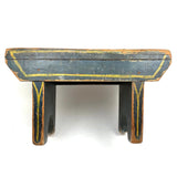 Yellow Stripes on Best Blue, Darling 19th Century American Primitive Foot Stool