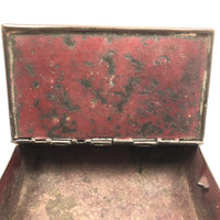 Presumed 18th Century Heavy Book Shaped Writing Box with Original Red Paint Remnants, Likely British
