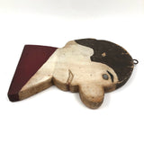 Double Sided Wooden Cutout Head with Long Nose and Fancy Button Eye