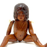 Curious Little Carved Folk Art Articulated Doll with String Tied Joints