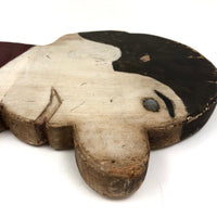 Double Sided Wooden Cutout Head with Long Nose and Fancy Button Eye