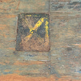 Yellow Stripes on Best Blue, Darling 19th Century American Primitive Foot Stool