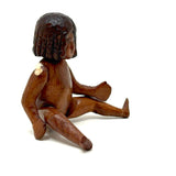 Curious Little Carved Folk Art Articulated Doll with String Tied Joints