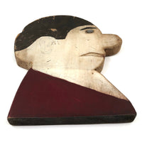 Double Sided Wooden Cutout Head with Long Nose and Fancy Button Eye