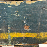 Yellow Stripes on Best Blue, Darling 19th Century American Primitive Foot Stool