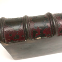 Presumed 18th Century Heavy Book Shaped Writing Box with Original Red Paint Remnants, Likely British