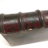 Presumed 18th Century Heavy Book Shaped Writing Box with Original Red Paint Remnants, Likely British