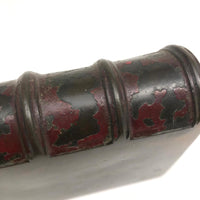 Presumed 18th Century Heavy Book Shaped Writing Box with Original Red Paint Remnants, Likely British