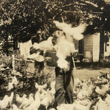 Flurry of Chickens, Beautiful Old Snaphot Photo