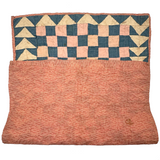 Checkerboard with Flying Geese, Gorgeous Old Crib Quilt in Pinks, Cream and Indigo