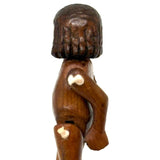 Curious Little Carved Folk Art Articulated Doll with String Tied Joints