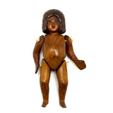 Curious Little Carved Folk Art Articulated Doll with String Tied Joints