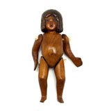 Curious Little Carved Folk Art Articulated Doll with String Tied Joints