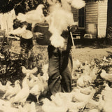 Flurry of Chickens, Beautiful Old Snaphot Photo