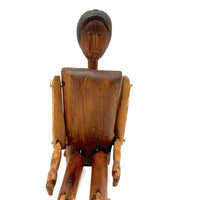 SOLD Unusual Older Inuit Carved Articulated Figure with Sad Face and Sinew Joints