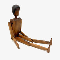 SOLD Unusual Older Inuit Carved Articulated Figure with Sad Face and Sinew Joints