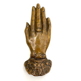 Solid Bronze Hand with Ring and Cuff, Lovely Large Victorian Paperweight