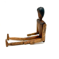 SOLD Unusual Older Inuit Carved Articulated Figure with Sad Face and Sinew Joints