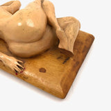 Marvelous Carved, Polychromed Reclining Nude on Box Top