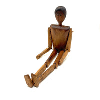 SOLD Unusual Older Inuit Carved Articulated Figure with Sad Face and Sinew Joints