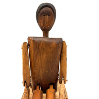 SOLD Unusual Older Inuit Carved Articulated Figure with Sad Face and Sinew Joints