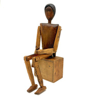 SOLD Unusual Older Inuit Carved Articulated Figure with Sad Face and Sinew Joints