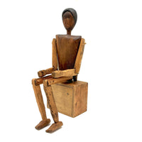 SOLD Unusual Older Inuit Carved Articulated Figure with Sad Face and Sinew Joints
