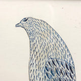 Blue Bird! Charming 19th Century Cutout Ink Drawing in Terrific Primitive Period Frame