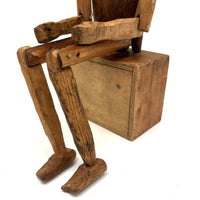 SOLD Unusual Older Inuit Carved Articulated Figure with Sad Face and Sinew Joints