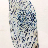 Blue Bird! Charming 19th Century Cutout Ink Drawing in Terrific Primitive Period Frame