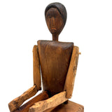 SOLD Unusual Older Inuit Carved Articulated Figure with Sad Face and Sinew Joints