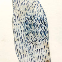 Blue Bird! Charming 19th Century Cutout Ink Drawing in Terrific Primitive Period Frame