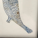 Blue Bird! Charming 19th Century Cutout Ink Drawing in Terrific Primitive Period Frame