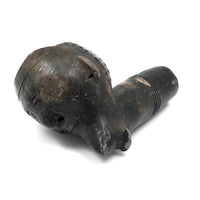 Antique Blackened Red Clay Pipe Bowl with Face