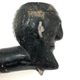 Antique Blackened Red Clay Pipe Bowl with Face