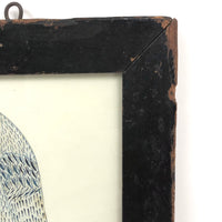 Blue Bird! Charming 19th Century Cutout Ink Drawing in Terrific Primitive Period Frame