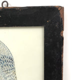 Blue Bird! Charming 19th Century Cutout Ink Drawing in Terrific Primitive Period Frame