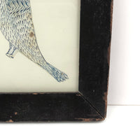 Blue Bird! Charming 19th Century Cutout Ink Drawing in Terrific Primitive Period Frame