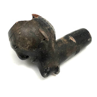 Antique Blackened Red Clay Pipe Bowl with Face
